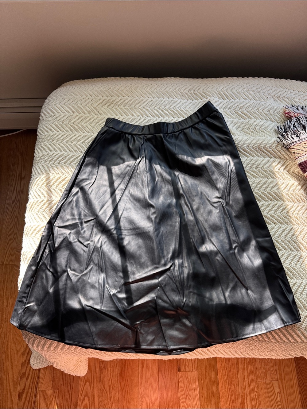 Black A-Line Faux Leather Skirt